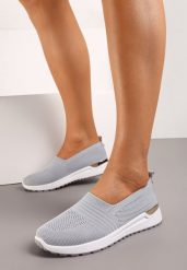 Szare Tenisówki z Ozdobną Wstawką na Podeszwie i Elastyczną Wkładką Ixtella. Szare trampki Born2be, z aplikacjami, z jeansu, eleganckie, bez zapięcia. W wyprzedaży za 46.74 zł.