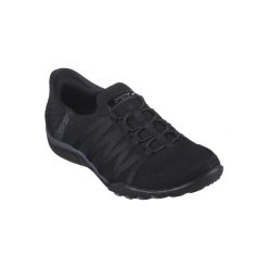 Buty sportowe Sneakersy damskie, Slip-ins: Breathe Easy - Roll With Me. Czarne buty sportowe lifestyle Skechers, bez wzorów, z gumy, sportowe, bez zapięcia, skechers sport. Za 299.99 zł.
