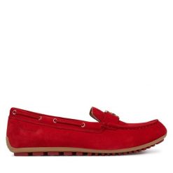 Mokasyny Tamaris. Czerwone mokasyny Tamaris, bez wzorów. Za 369.99 zł.