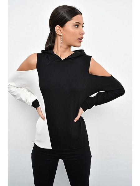 Cool and sexy Bluza w kolorze czarno-białym rozmiar: S. Białe bluzy Cool and sexy, s, bez wzorów, z kapturem. Za 74.81 zł.