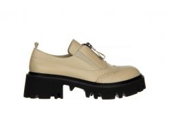 Półbuty Bayla-161 054 2894 3633 Beige 161384, Beżowy, Skóra naturalna - 41. Brązowe półbuty wsuwane Bayla, bez wzorów, z gumy, bez obcasa, na platformie. W wyprzedaży za 269.10 zł.