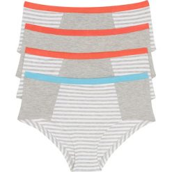 Figi "maxi panty" (4 pary) bonprix jasnoszary melanż- niebieski - koralowy. Bokserki damskie marki bonprix. Za 31.96 zł.