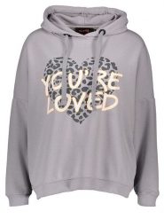 Miss goodlife Bluza "You`re loved" w kolorze szarym rozmiar: L. Szare bluzy miss goodlife, l, bez wzorów, z bawełny, bez ramiączek, z kapturem. Za 136.45 zł.