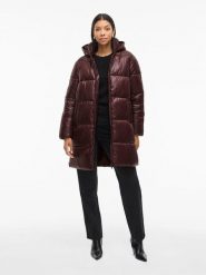 Vila Płaszcz zimowy w kolorze bordowym rozmiar: 38. Brązowe płaszcze Vila, na zimę, bez wzorów, z poliamidu, bez kaptura. Za 187.07 zł.