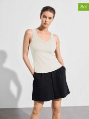 Les Lunes Topy (2 szt.) "Maala" w kolorze kremowym rozmiar: XXL. Brązowe topy Les Lunes, xxl, bez wzorów, z koronki, bez kołnierzyka, bez ramiączek. Za 65.99 zł.