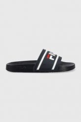 Fila klapki Morro Bay III damskie kolor granatowy. Niebieskie klapki Fila, bez wzorów, z gumy, bez obcasa, bez zapięcia. W wyprzedaży za 79.99 zł.