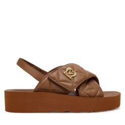 Sandały LOVE MOSCHINO. Brązowe sandały Love Moschino, bez wzorów, bez obcasa, na płaskiej podeszwie, bez zapięcia. Za 939.99 zł.