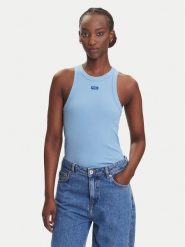 HUGO Top Easy 50508857 Błękitny Slim Fit. Niebieskie topy Hugo, m, bez wzorów, z bawełny, bez kołnierzyka, bez ramiączek. Za 199.99 zł.