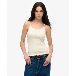 Top bez rękawów z odkrytymi ramionami dla kobiet Superdry Athletic Essentials. Białe topy sportowe Superdry, bez wzorów. Za 106.95 zł.