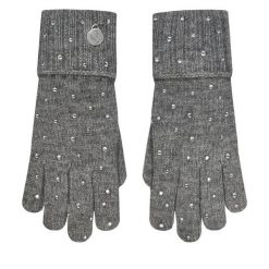 Rękawiczki Damskie Guess. Szare rękawiczki Guess, z aplikacjami, z dzianiny. Za 199.99 zł.