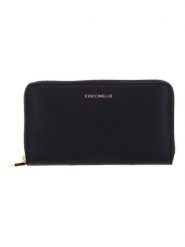 COCCINELLE Skórzany portfel w kolorze czarnym - 18 x 10 cm rozmiar: onesize. Czarne portfele Coccinelle, bez wzorów, z materiału. Za 388.35 zł.