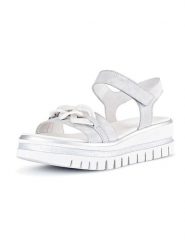 Gabor Skórzane sandały w kolorze szarym rozmiar: 38,5. Szare sandały Gabor, bez wzorów, ze skóry, klasyczne, z otwartym noskiem, bez obcasa, na koturnie, bez zapięcia. Za 192.79 zł.