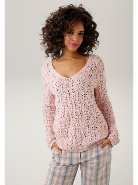 Aniston Sweter w kolorze jasnoróżowym rozmiar: 38. Różowe swetry Aniston, bez wzorów, z bawełny, bez ramiączek. Za 96.14 zł.