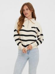 Vero Moda Sweter "Saba" w kolorze czarno-kremowym rozmiar: L. Czarne swetry Vero Moda, l, bez wzorów, bez ramiączek. Za 100.28 zł.