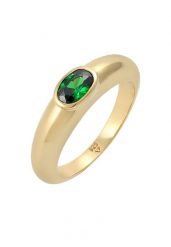 Elli Damski pierścionek z pasjansem, zielony, owalny z cyrkoniami w pozłacanym srebrze próby 925 Sterling Silver Pierścionki 1 ct. Szare pierścionki Elli, z cyrkonią, pozłacane. Za 458.99 zł.