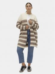 Vero Moda Curve Kardigan 10291296 Beżowy Regular Fit. Brązowe swetry Vero Moda Curve, bez wzorów, z syntetyku, bez ramiączek. Za 139.99 zł.