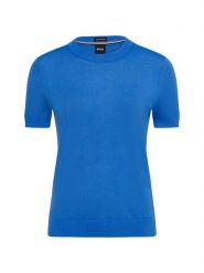BOSS sweter z wełny merino Kobiety wełna ze strzyży niebieski, S. Niebieskie swetry Boss, s, bez wzorów, z wełny, bez ramiączek. Za 649.95 zł.