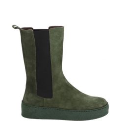 ZAMSZOWE SZTYBLETY PARA3 CAMO FORES. Zielone botki Venezia, bez wzorów, ze skóry, bez obcasa, bez zapięcia. Za 269.00 zł.