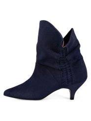 Loft37 Skórzane botki w kolorze granatowym rozmiar: 40. Niebieskie botki loft37, bez wzorów, eleganckie, bez obcasa, na szpilce, bez zapięcia. Za 382.99 zł.