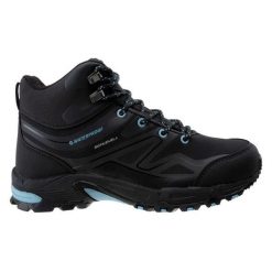 Buty Hi-Tec Hendon Mid Wp W 92800377001 czarne. Czarne buty trekkingowe Hi-tec, bez wzorów, z gumy, bez zapięcia. Za 433.53 zł.