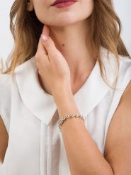 Pandora Srebrna bransoletka z elementami ozdobnymi rozmiar: onesize. Szare bransoletki Pandora, srebrne. Za 337.74 zł.