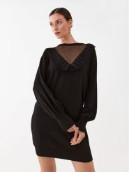 TWINSET Sukienka dzianinowa 232TP3423 Czarny Regular Fit. Czarne sukienki Twinset, s, bez wzorów, z dzianiny, bez kołnierzyka, bez ramiączek. Za 499.99 zł.