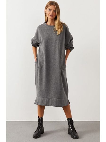 LA Angels Sukienka w kolorze szarym rozmiar: S. Szare sukienki LA Angels, na imprezę, s, bez wzorów, bez kołnierzyka, bez ramiączek, midi. Za 127.35 zł.