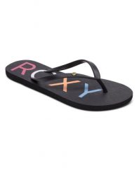 Japonki plażowe damskie ROXY Sandy. Czarne japonki Roxy, bez wzorów, z gumy, sportowe. Za 59.99 zł.