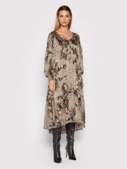 Nissa Sukienka codzienna RZ12519 Brązowy Regular Fit. Brązowe sukienki Nissa, na co dzień, bez wzorów, z syntetyku, bez kołnierzyka, bez ramiączek, proste. Za 909.99 zł.