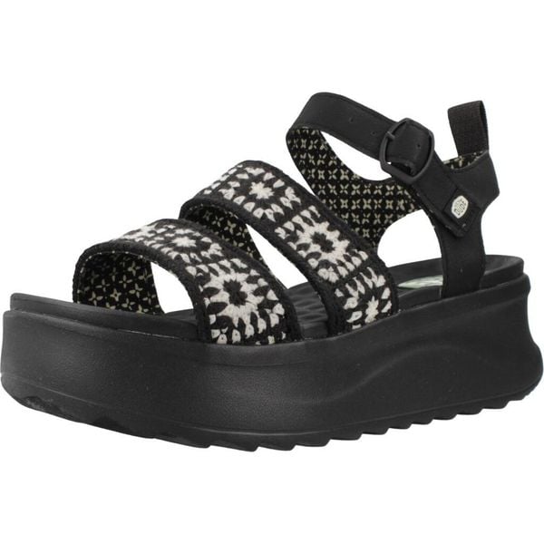Sandały HEY DUDE DELRAY BUCKLE COTTAGE CROCHE Czarny. Czarne sandały Hey dude, bez wzorów, z tkaniny, bez obcasa, bez zapięcia. Za 235.99 zł.