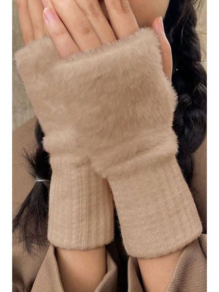 Lucky Bees Ocieplacze rąk w kolorze beżowym rozmiar: onesize. Brązowe rękawiczki Lucky Bees, bez wzorów, z futra. Za 126.45 zł.