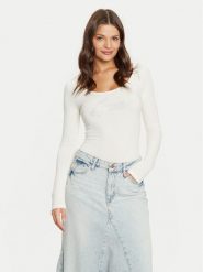 Guess Body W5RP00 K68D2 Écru Slim Fit. Body i gorsety Guess, z aplikacjami, z wiskozy, bez ramiączek. Za 139.99 zł.