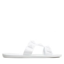 Klapki JENNY. Białe klapki Jenny, bez wzorów, bez obcasa, bez zapięcia. Za 39.99 zł.