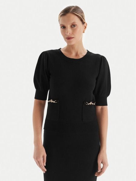 Fracomina Sweter FR25WT7019K55601 Czarny Slim Fit. Czarne swetry Fracomina, xl, bez wzorów, z syntetyku, bez ramiączek. Za 549.99 zł.