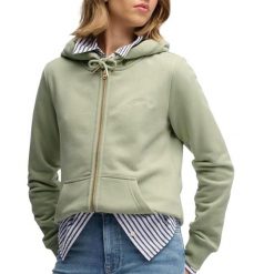 Bluza z kapturem Superdry Essential Logo Hb dla kobiet. Zielone bluzy Superdry, xl, bez wzorów, z bawełny, klasyczne, bez ramiączek, z kapturem. Za 369.30 zł.