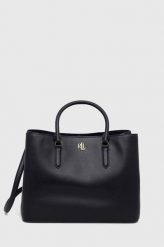 Lauren Ralph Lauren torebka skórzana kolor granatowy. Niebieskie shopper bag Lauren Ralph Lauren, bez wzorów, bez dodatków. Za 2,349.90 zł.