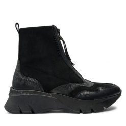 Botki Hispanitas. Czarne botki Hispanitas, bez wzorów, bez obcasa, na płaskiej podeszwie, bez zapięcia. Za 579.99 zł.