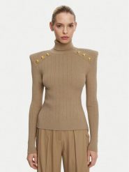 Balmain Golf DF0KH000KB07 Brązowy Slim Fit. Brązowe swetry Balmain, bez wzorów, z wiskozy, bez ramiączek. Za 4,449.00 zł.