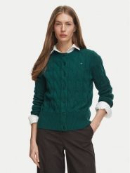 Tommy Hilfiger Kardigan Soft WW0WW52191 Zielony Regular Fit. Zielone swetry Tommy Hilfiger, m, bez wzorów, z wełny, bez ramiączek. Za 649.99 zł.