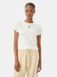 Tommy Hilfiger T-Shirt WW0WW48710 Kremowy Slim Fit. Białe t-shirty Tommy Hilfiger, l, bez wzorów, z bawełny, bez kołnierzyka, bez ramiączek. Za 169.99 zł.