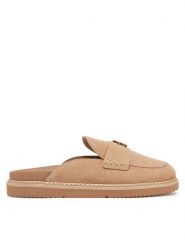 Tommy Hilfiger Klapki Suede Closed Toe Mule FW0FW08583 Beżowy. Brązowe klapki Tommy Hilfiger, bez wzorów, ze skóry, bez obcasa, bez zapięcia. Za 529.99 zł.