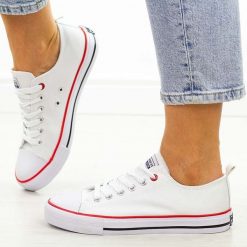 Białe trampki damskie American Dsln Lh14. Białe trampki American CLUB, bez wzorów, z tkaniny, bez zapięcia. Za 99.00 zł.