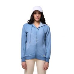 Bluza z kaptur na co dzień na siłownię. Niebieskie bluzy LEONE 1947 APPAREL, bez wzorów, z bawełny, bez kaptura, na fitness i siłownię. W wyprzedaży za 191.56 zł.