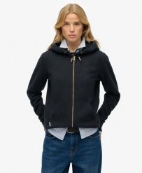 Superdry Bluza z kapturem Essential Logo Zip Half Brushed. Niebieskie bluzy Superdry, uniwersalny, bez wzorów, z bawełny, klasyczne, bez ramiączek, z kapturem. Za 338.70 zł.