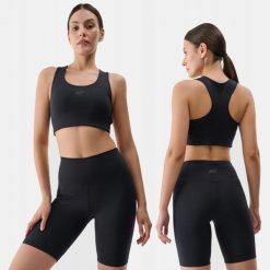 SPODENKI DAMSKIE 4F TRENINGOWE LEGGINSY KRÓTKIE KOLARKI KRÓTKIE CZARNE. Czarne szorty sportowe 4f, bez wzorów, z materiału, do biegania. Za 99.99 zł.