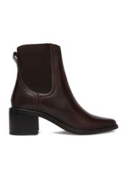 GINO ROSSI Botki EO-OFELIA Brązowy ciemny. Brązowe botki Gino Rossi, bez wzorów, bez obcasa, na słupku, bez zapięcia. Za 399.99 zł.