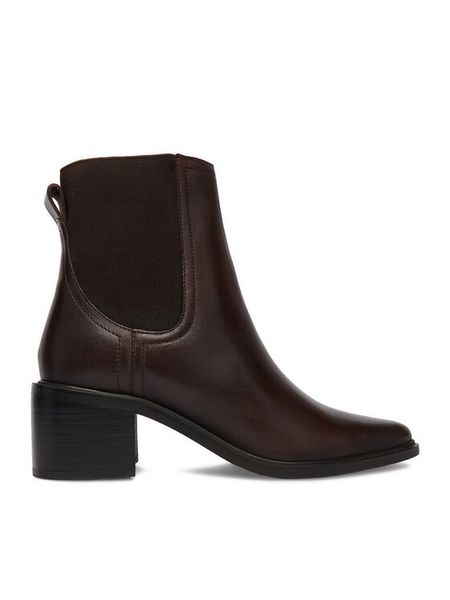 GINO ROSSI Botki EO-OFELIA Brązowy ciemny. Brązowe botki Gino Rossi, bez wzorów, bez obcasa, na słupku, bez zapięcia. Za 399.99 zł.