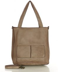 Torebka damska shopper A4 skóra naturalna - MARCO MAZZINI beżowy taupe. Brązowe shopper bag bez wzorów, ze skóry, vintage, bez dodatków. Za 580.99 zł.