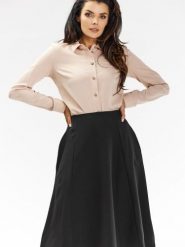 Spódnica Model A673 Black - awama. Czarne spódnice Awama, do pracy, l, bez wzorów, z elastanu, biznesowe, midi, dopasowane. Za 258.46 zł.