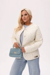 Lekko ocieplona kurtka Pastelle z haftem PLUS SIZE XXL JESIEŃ. Brązowe kurtki Moda Size Plus Iwanek, na jesień, l, bez wzorów, z poliesteru, eleganckie, bez kaptura. Za 329.90 zł.